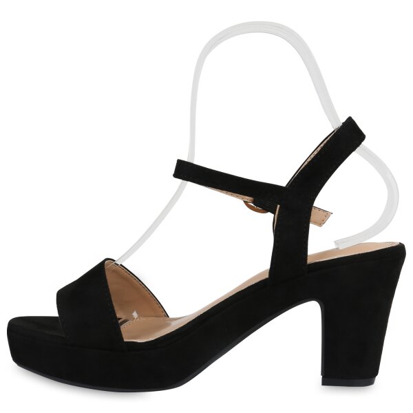 Stiefelparadies Damen Plateau Sandaletten in Schwarz