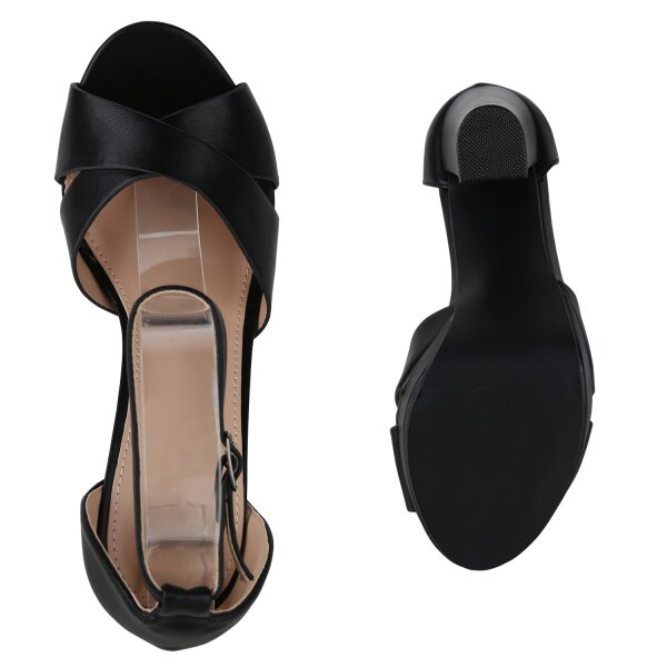 Stiefelparadies Damen Plateau Sandaletten In Schwarz