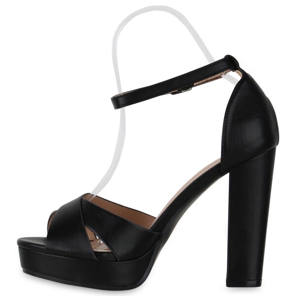 Stiefelparadies Damen Plateau Sandaletten in Schwarz