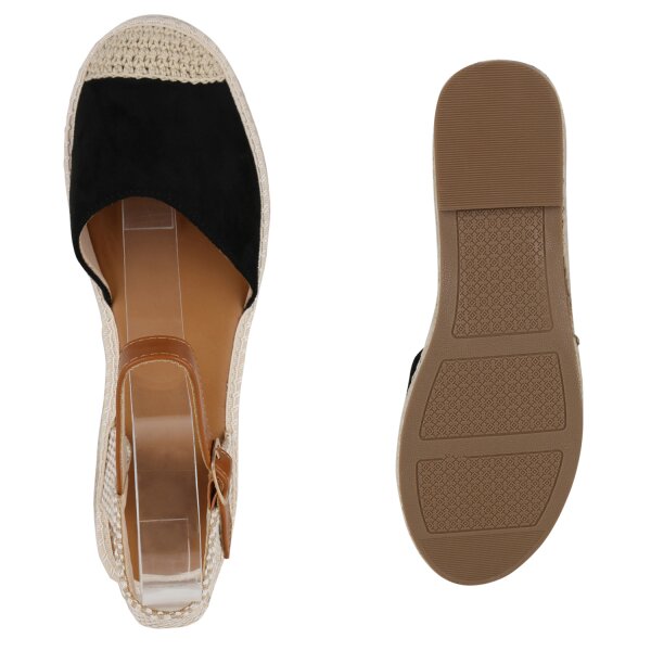 Stiefelparadies Damen Plateau Sandaletten In Schwarz