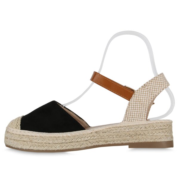 Stiefelparadies Damen Plateau Sandaletten in Schwarz