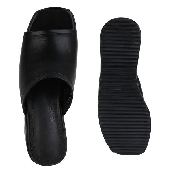 Stiefelparadies Damen Plateau Sandaletten In Schwarz