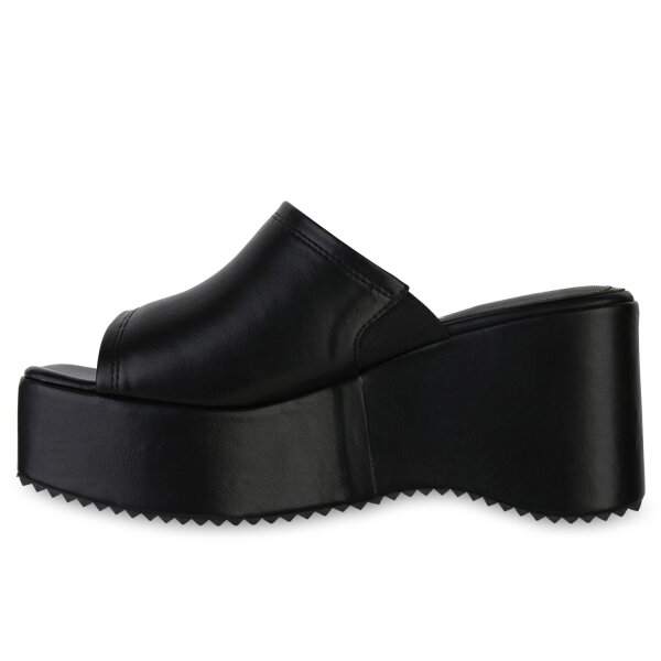 Stiefelparadies Damen Plateau Sandaletten in Schwarz