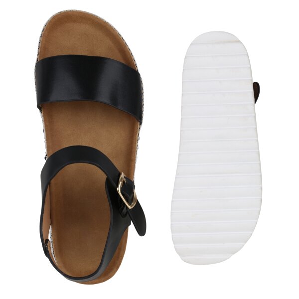 Stiefelparadies Damen Plateau Sandaletten In Schwarz