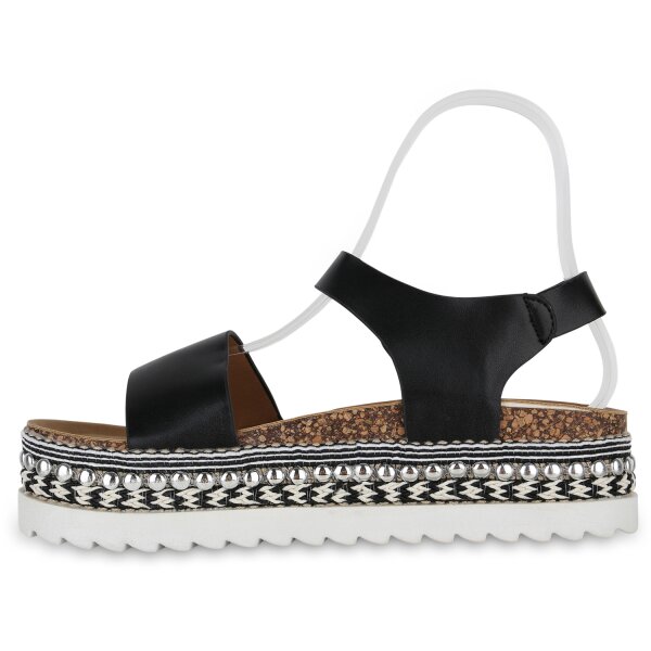 Stiefelparadies Damen Plateau Sandaletten in Schwarz