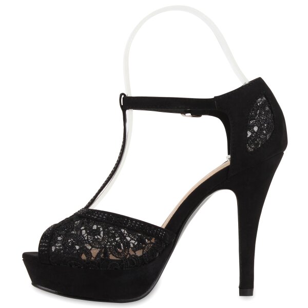 Stiefelparadies Damen Plateau Sandaletten in Schwarz