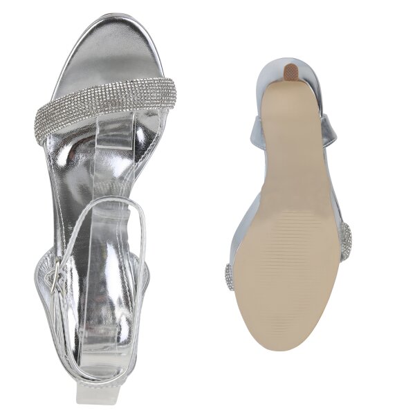 Stiefelparadies Damen Plateau Sandaletten In Silber