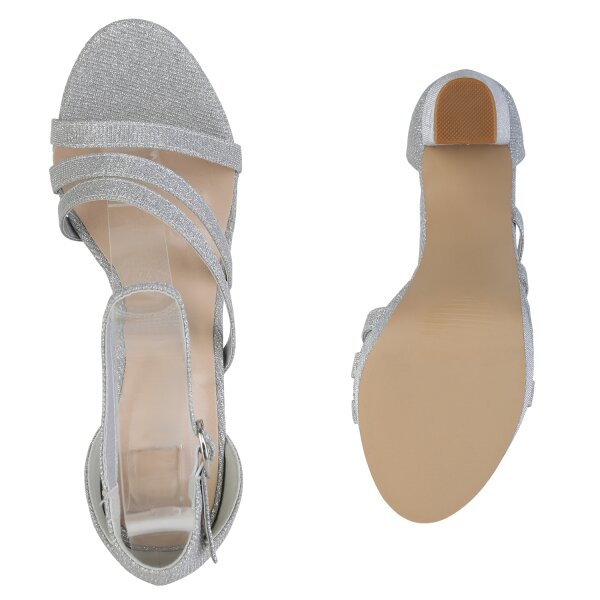 Stiefelparadies Damen Plateau Sandaletten In Silber