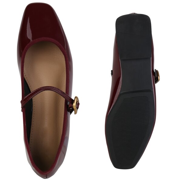 Stiefelparadies Damen Riemchenballerinas In Burgund Lack