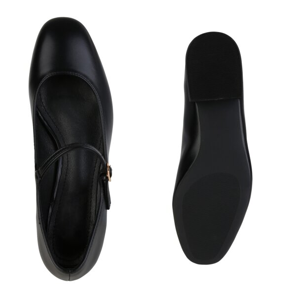 Stiefelparadies Damen Riemchenballerinas In Schwarz