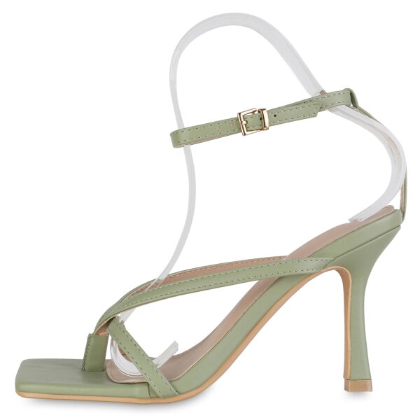 Stiefelparadies Damen Riemchensandaletten in Hellgrün