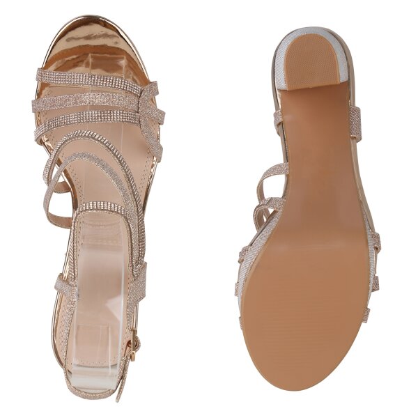 Stiefelparadies Damen Riemchensandaletten In Rose Gold