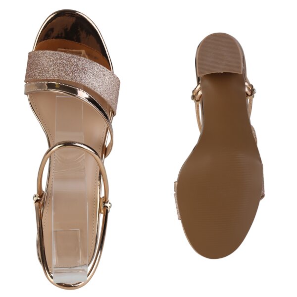 Stiefelparadies Damen Riemchensandaletten In Rose Gold