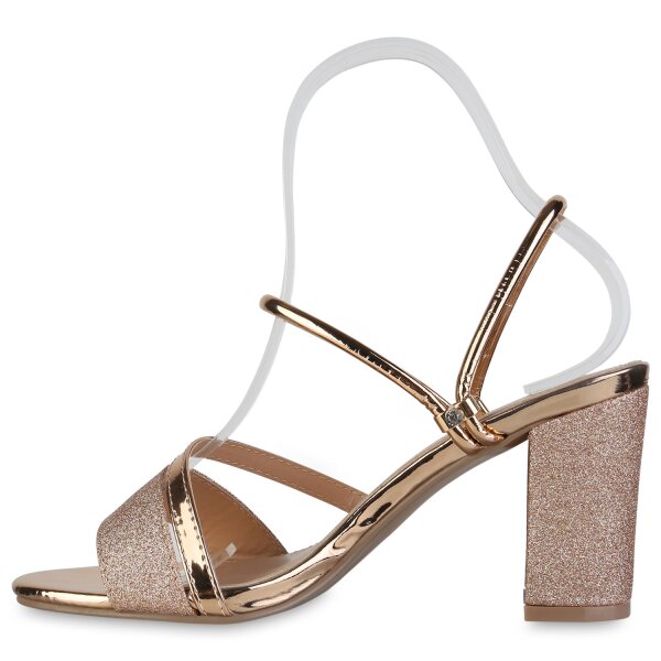Stiefelparadies Damen Riemchensandaletten in Rose Gold