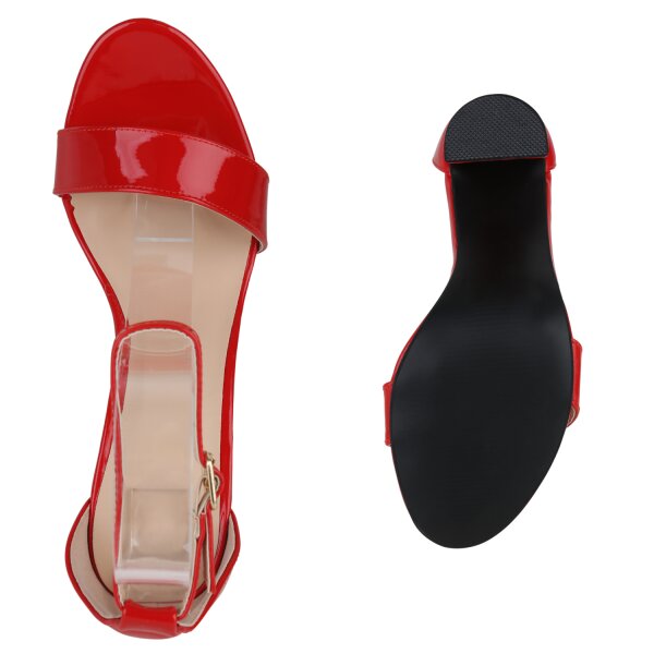 Stiefelparadies Damen Riemchensandaletten In Rot Lack