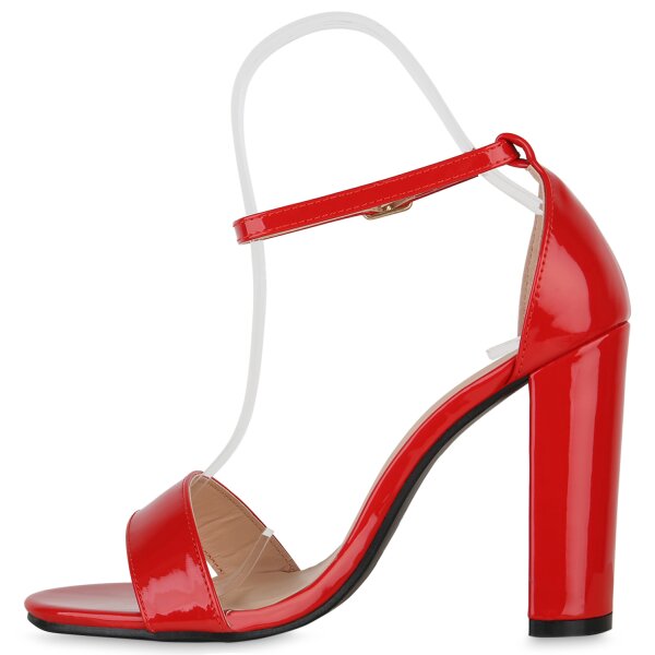 Stiefelparadies Damen Riemchensandaletten in Rot Lack