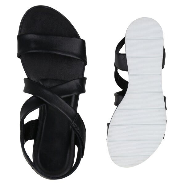 Stiefelparadies Damen Riemchensandaletten In Schwarz