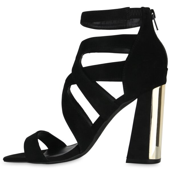 Stiefelparadies Damen Riemchensandaletten in Schwarz