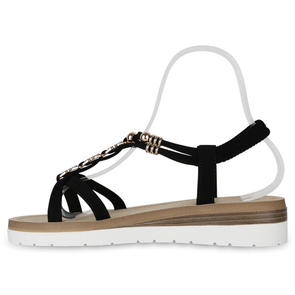 Stiefelparadies Damen Riemchensandaletten in Schwarz