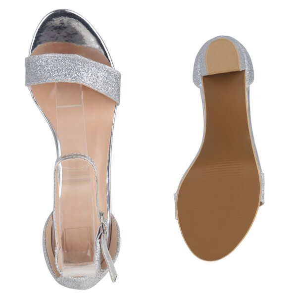 Stiefelparadies Damen Riemchensandaletten In Silber