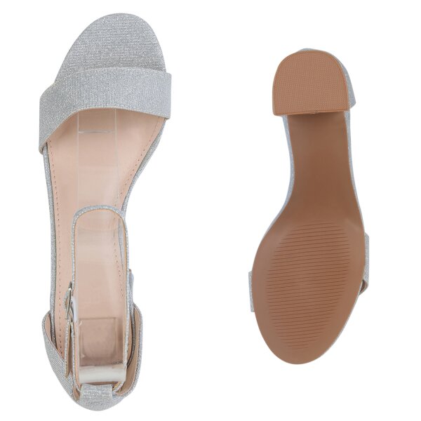 Stiefelparadies Damen Riemchensandaletten In Silber