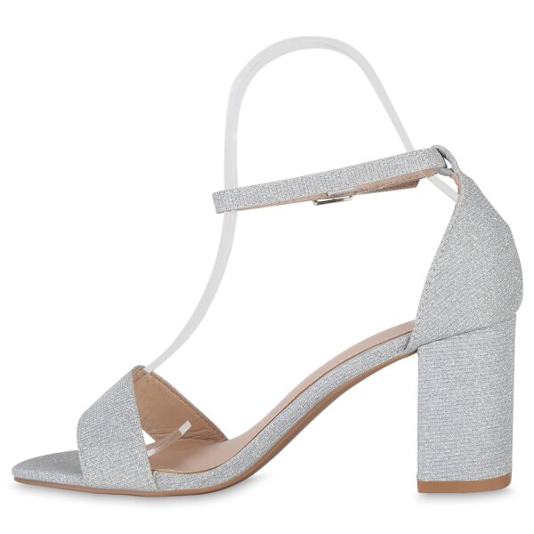 Stiefelparadies Damen Riemchensandaletten in Silber