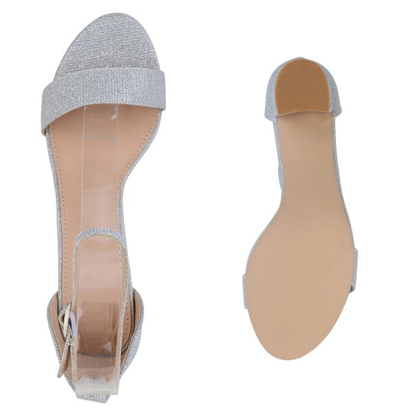 Stiefelparadies Damen Riemchensandaletten In Silber