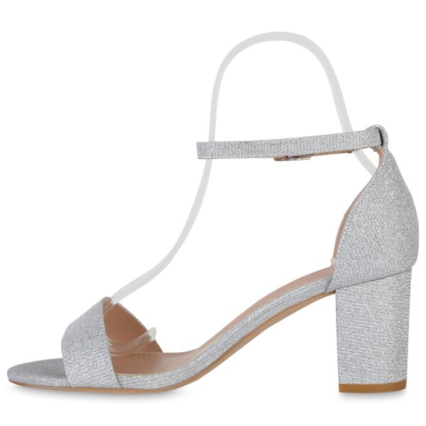 Stiefelparadies Damen Riemchensandaletten in Silber