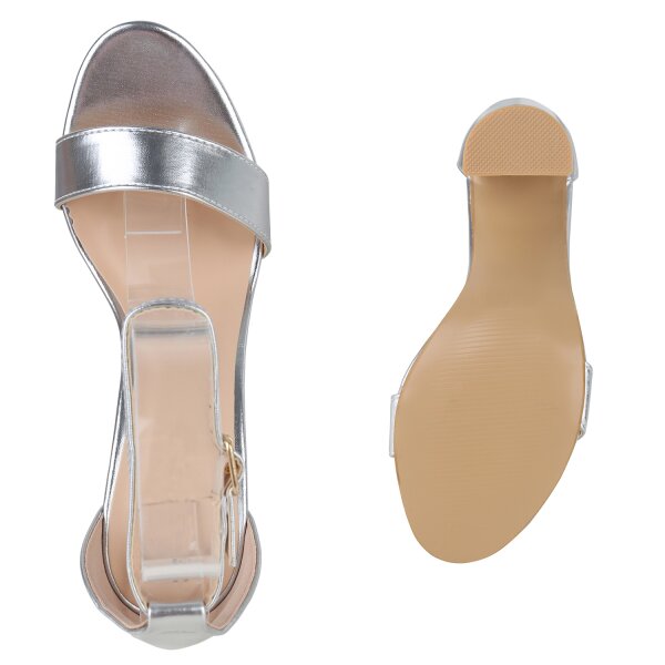 Stiefelparadies Damen Riemchensandaletten In Silber