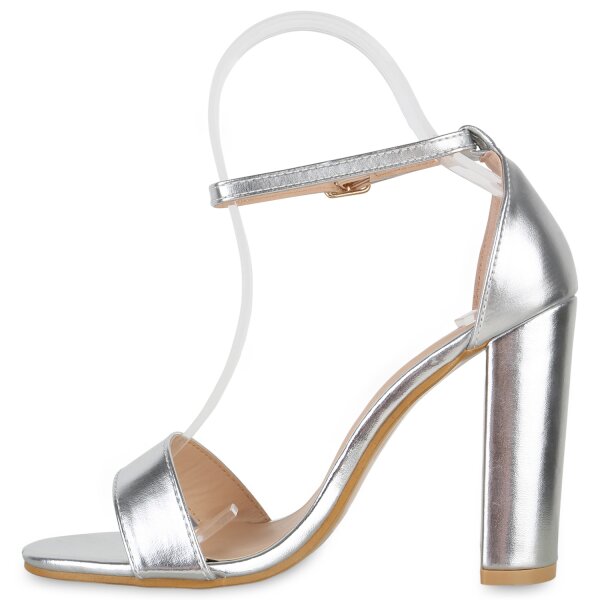 Stiefelparadies Damen Riemchensandaletten in Silber