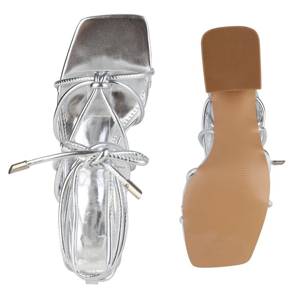 Stiefelparadies Damen Riemchensandaletten In Silber