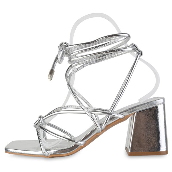 Stiefelparadies Damen Riemchensandaletten in Silber