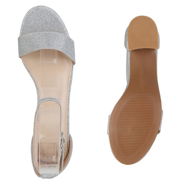 Stiefelparadies Damen Riemchensandaletten In Silber