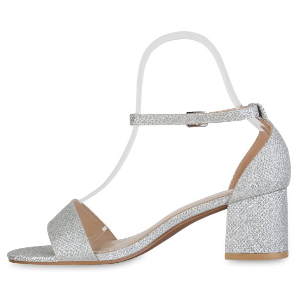 Stiefelparadies Damen Riemchensandaletten in Silber