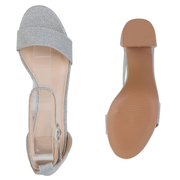 Stiefelparadies Damen Riemchensandaletten In Silber