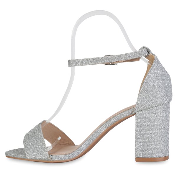 Stiefelparadies Damen Riemchensandaletten in Silber