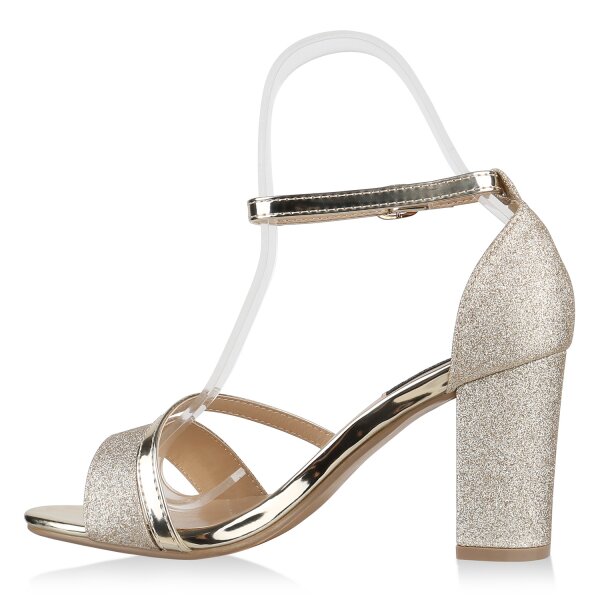 Stiefelparadies Damen Riemchensandaletten in Silber