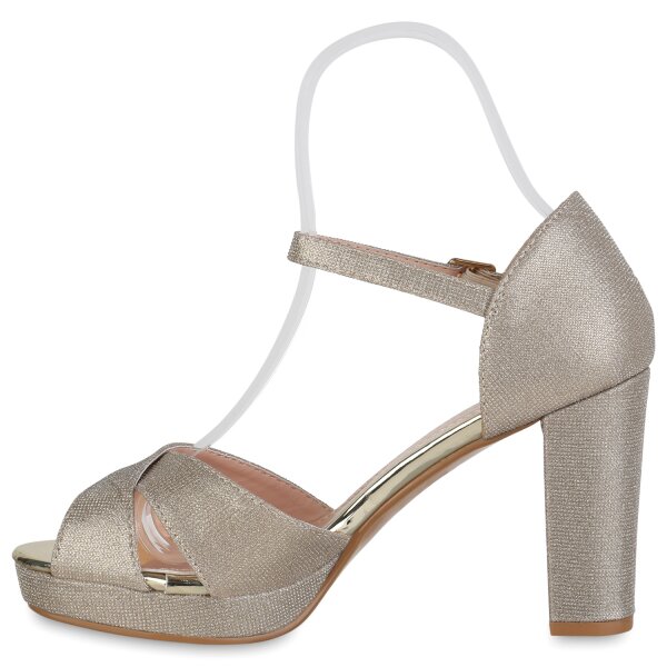 Stiefelparadies Damen Riemchensandaletten in Silber Lack