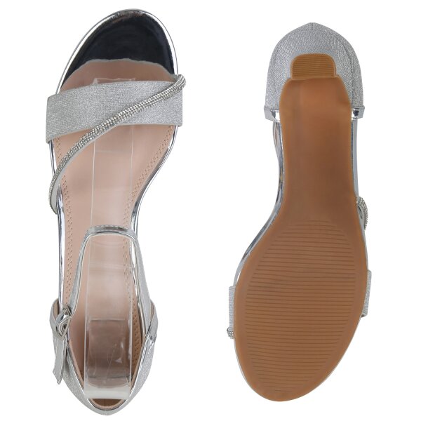 Stiefelparadies Damen Riemchensandaletten In Silber