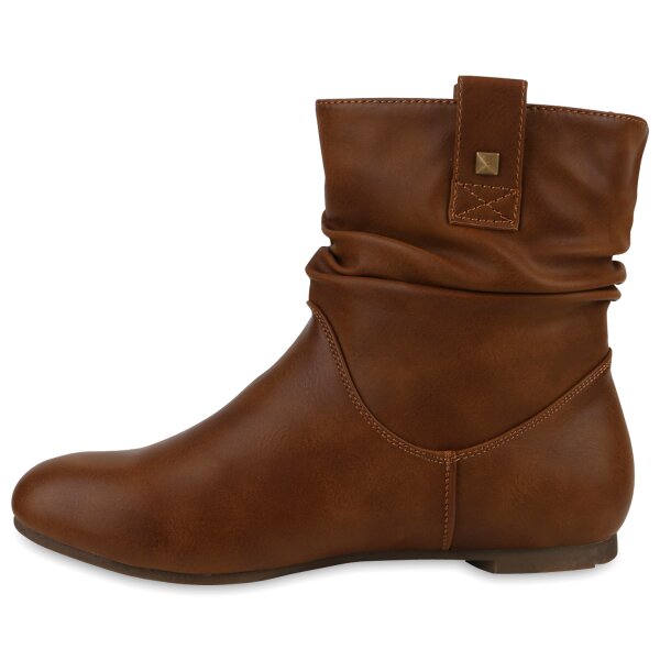 Stiefelparadies Damen Schlupfstiefeletten in Hellbraun