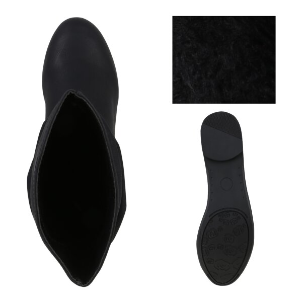 Stiefelparadies Damen Schlupfstiefeletten In Schwarz