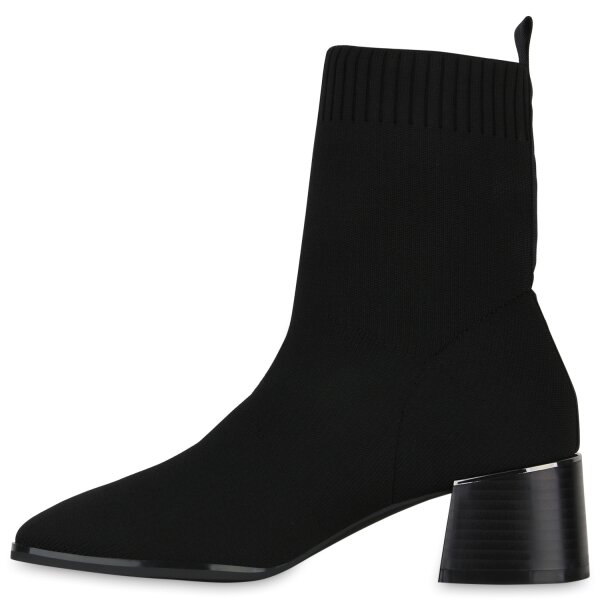 Stiefelparadies Damen Schlupfstiefeletten in Schwarz