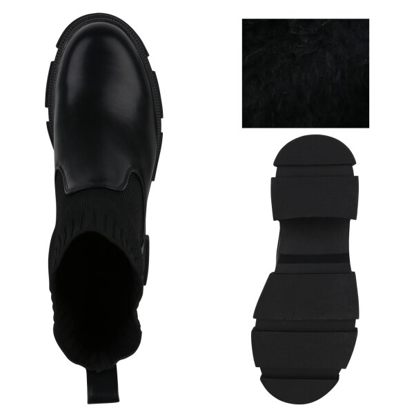 Stiefelparadies Damen Schlupfstiefeletten In Schwarz