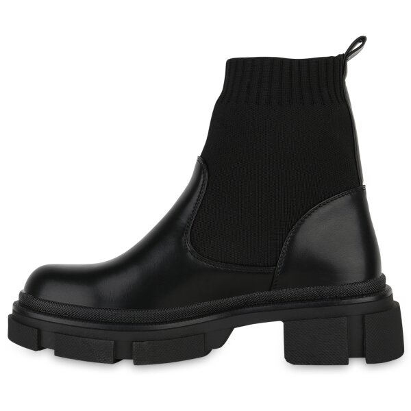 Stiefelparadies Damen Schlupfstiefeletten in Schwarz