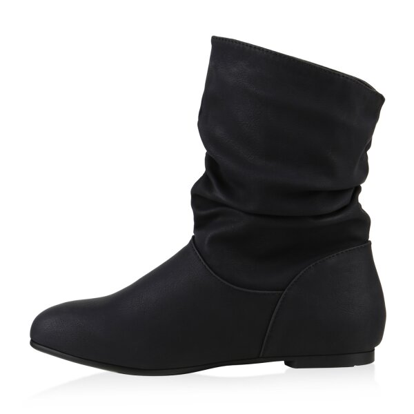 Stiefelparadies Damen Schlupfstiefeletten in Schwarz