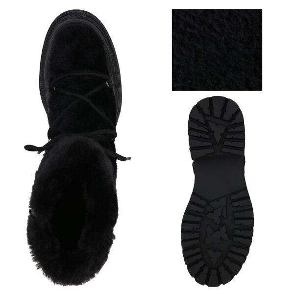 Stiefelparadies Damen Schnürstiefeletten In Schwarz