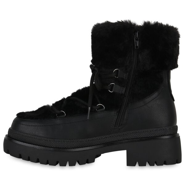 Stiefelparadies Damen Schnürstiefeletten in Schwarz