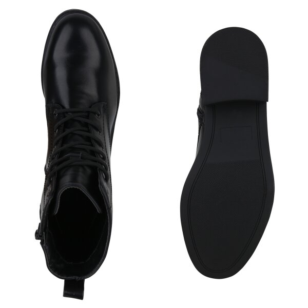 Stiefelparadies Damen Schnürstiefeletten In Schwarz