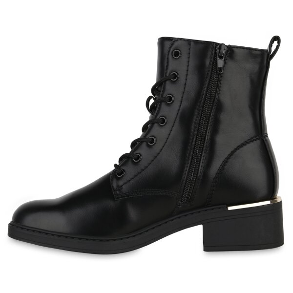 Stiefelparadies Damen Schnürstiefeletten in Schwarz