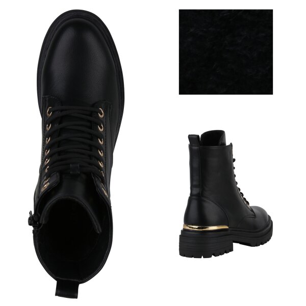 Stiefelparadies Damen Schnürstiefeletten In Schwarz